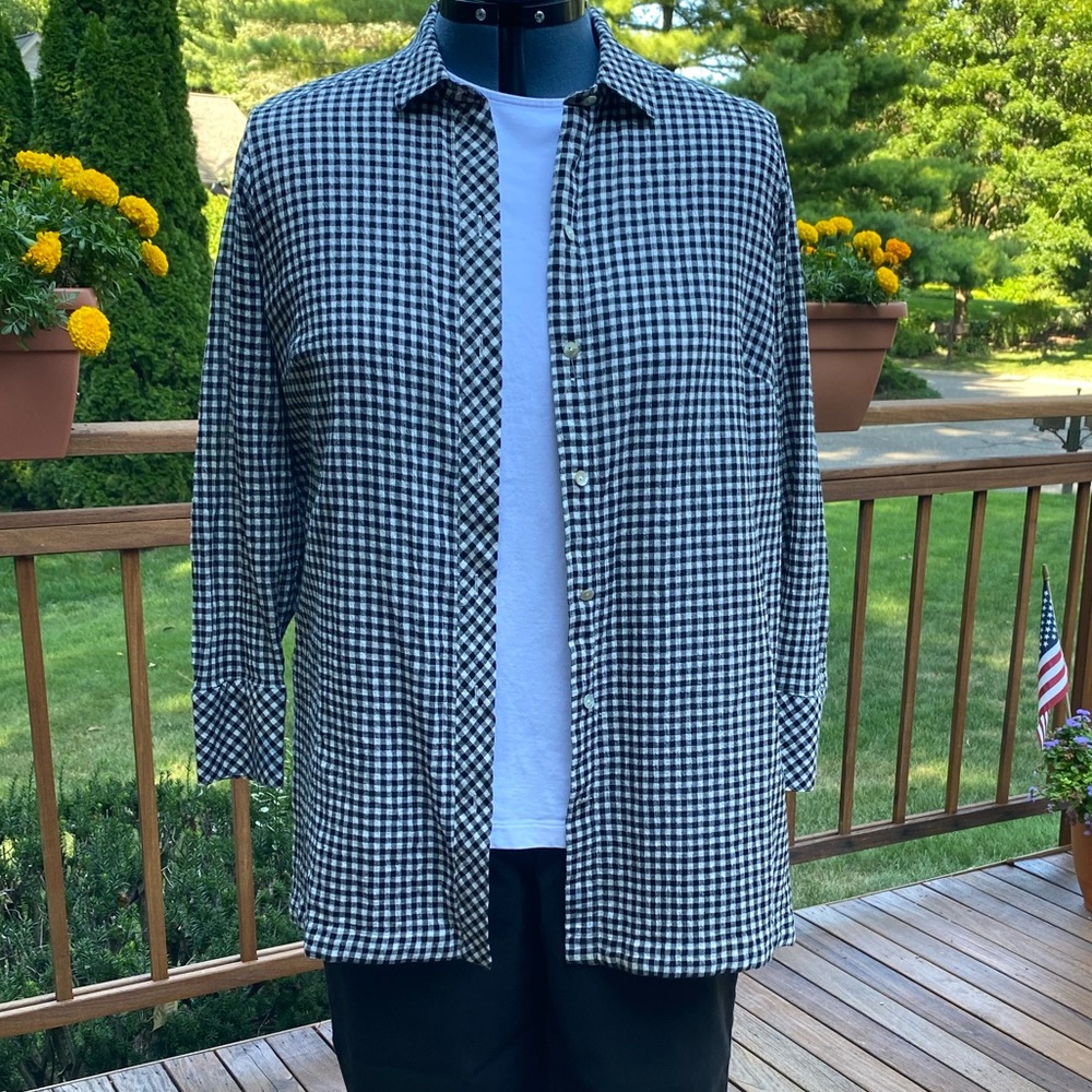 J Jill long sleeve button down black/white check